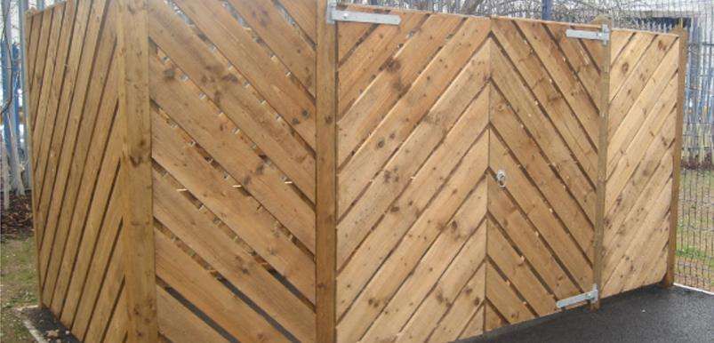 Timber Fencing lockable storage area